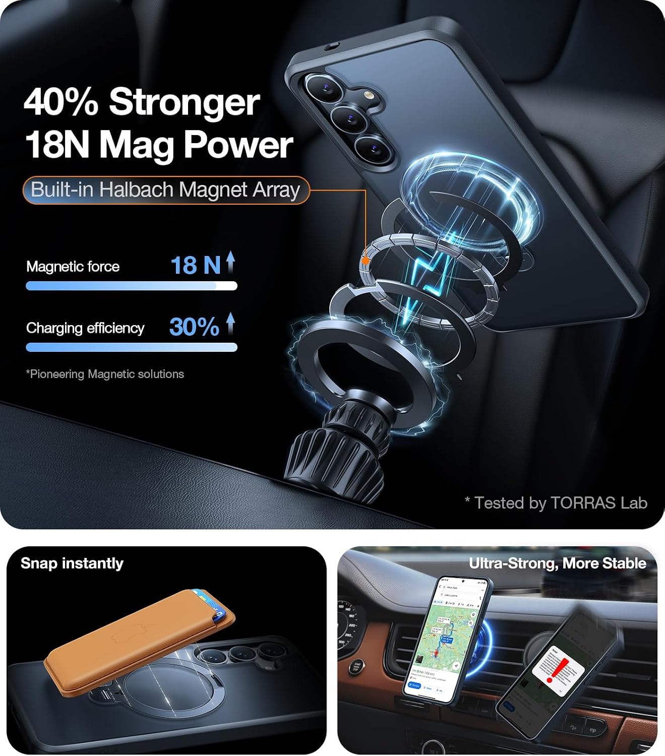image:imageTORRAS Q3 Spin for Samsung Galaxy S26 Case 360 Magnetic Stand Black Compatible with MagSafe 4X MilitaryGrade Shockproof Builtin Kickstand Slim Phone Case for Samsung Galaxy S26Matte Black