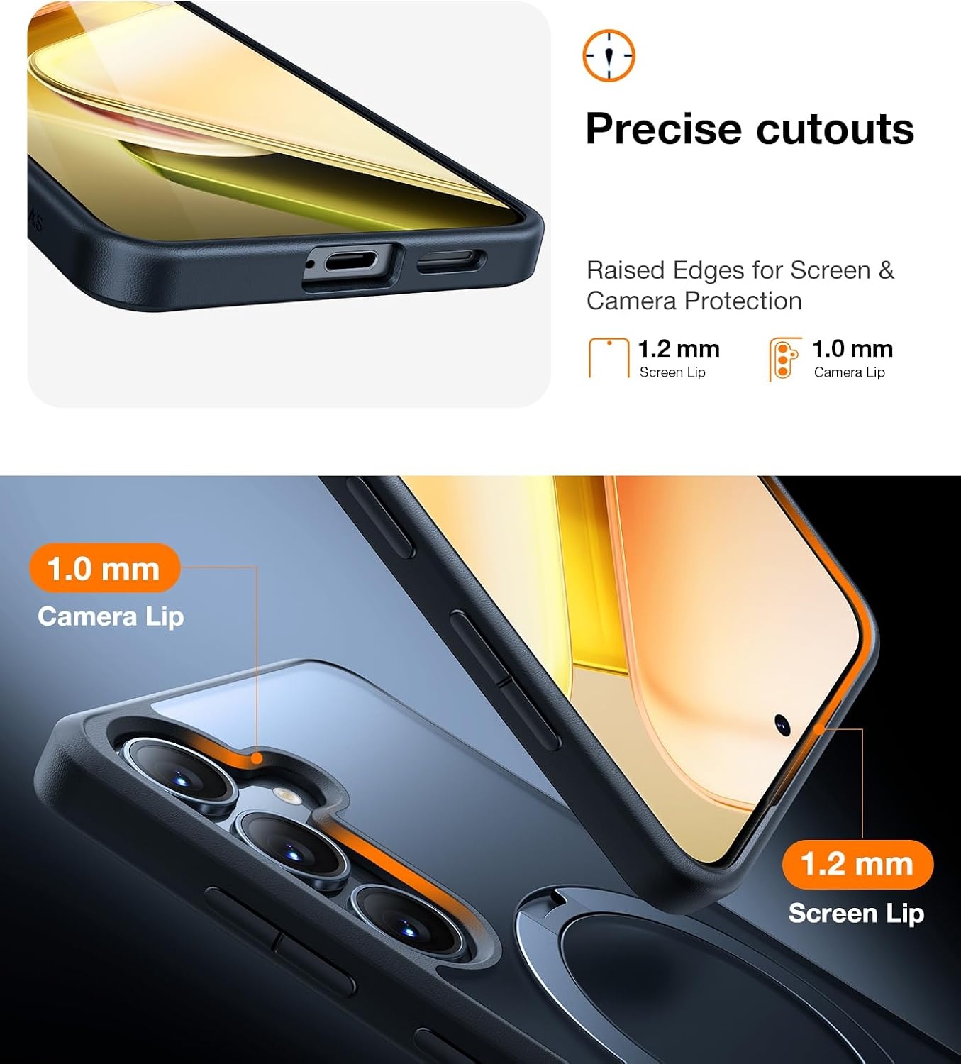 image:imageTORRAS Q3 Spin for Samsung Galaxy S26 Case 360 Magnetic Stand Black Compatible with MagSafe 4X MilitaryGrade Shockproof Builtin Kickstand Slim Phone Case for Samsung Galaxy S26Matte Black