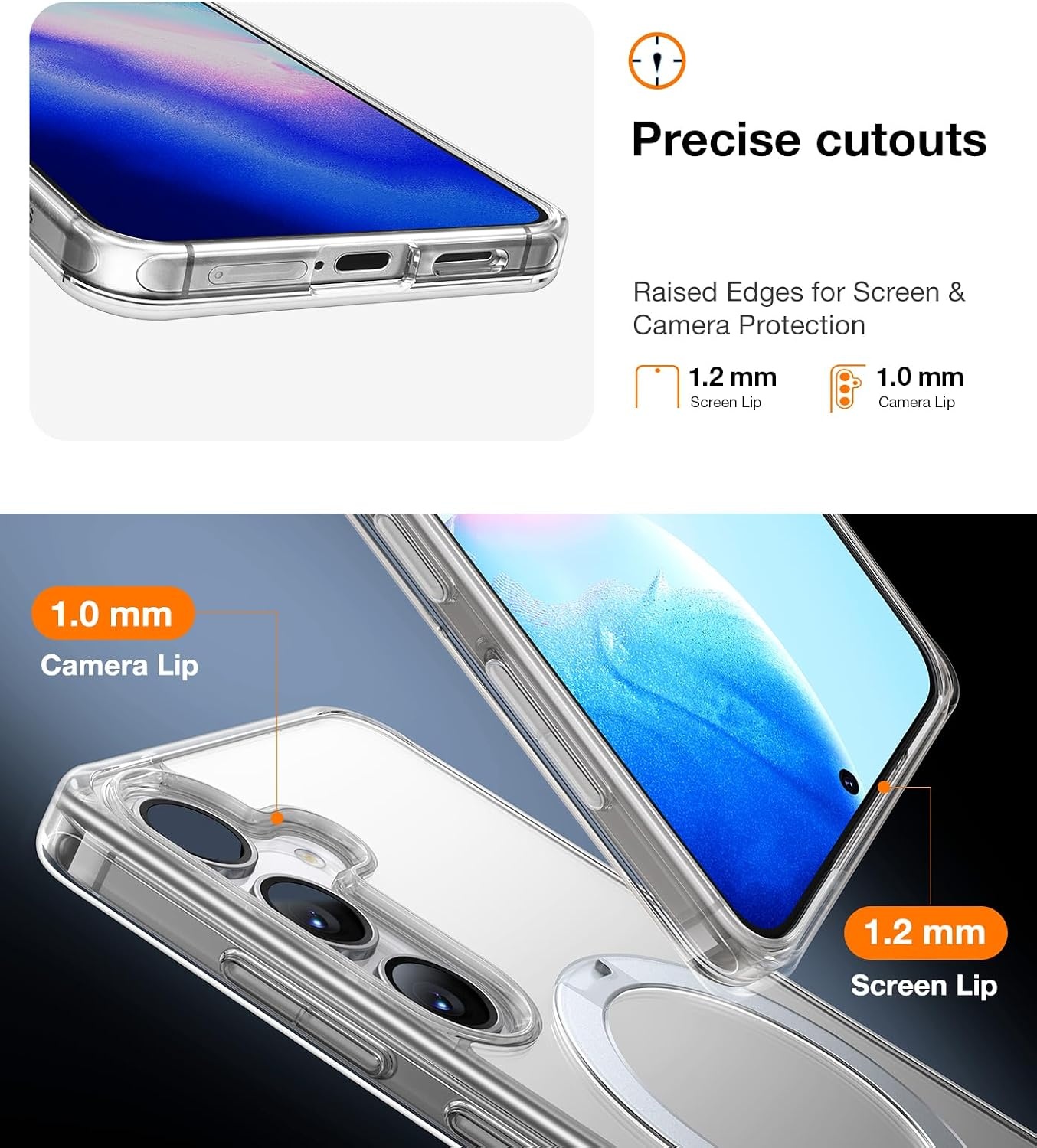 image:imageTORRAS Q3 Spin for Samsung Galaxy S26 Case 360 Magnetic Stand Black Compatible with MagSafe 4X MilitaryGrade Shockproof Builtin Kickstand Slim Phone Case for Samsung Galaxy S26Crystal Clear