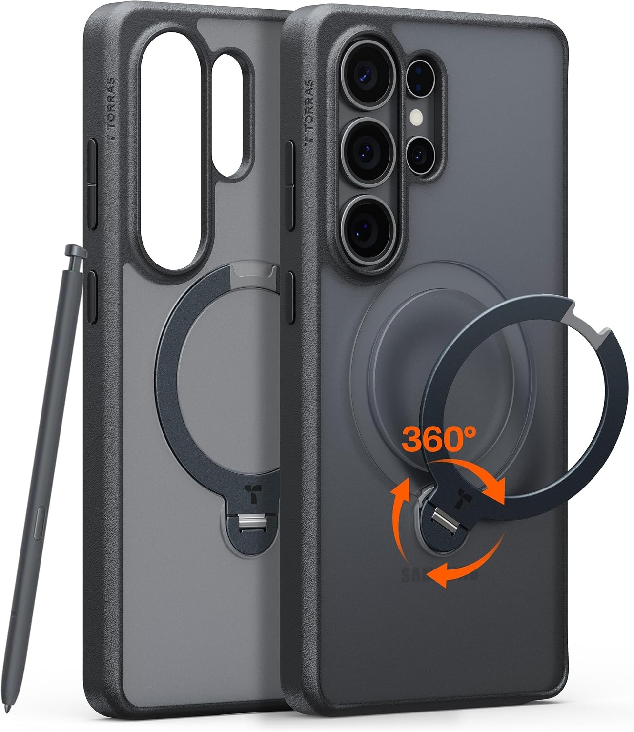 image:imageTORRAS Q3 Spin for Samsung Galaxy S26 Case 360 Magnetic Stand Black Compatible with MagSafe 4X MilitaryGrade Shockproof Builtin Kickstand Slim Phone Case for Samsung Galaxy S26Matte Black