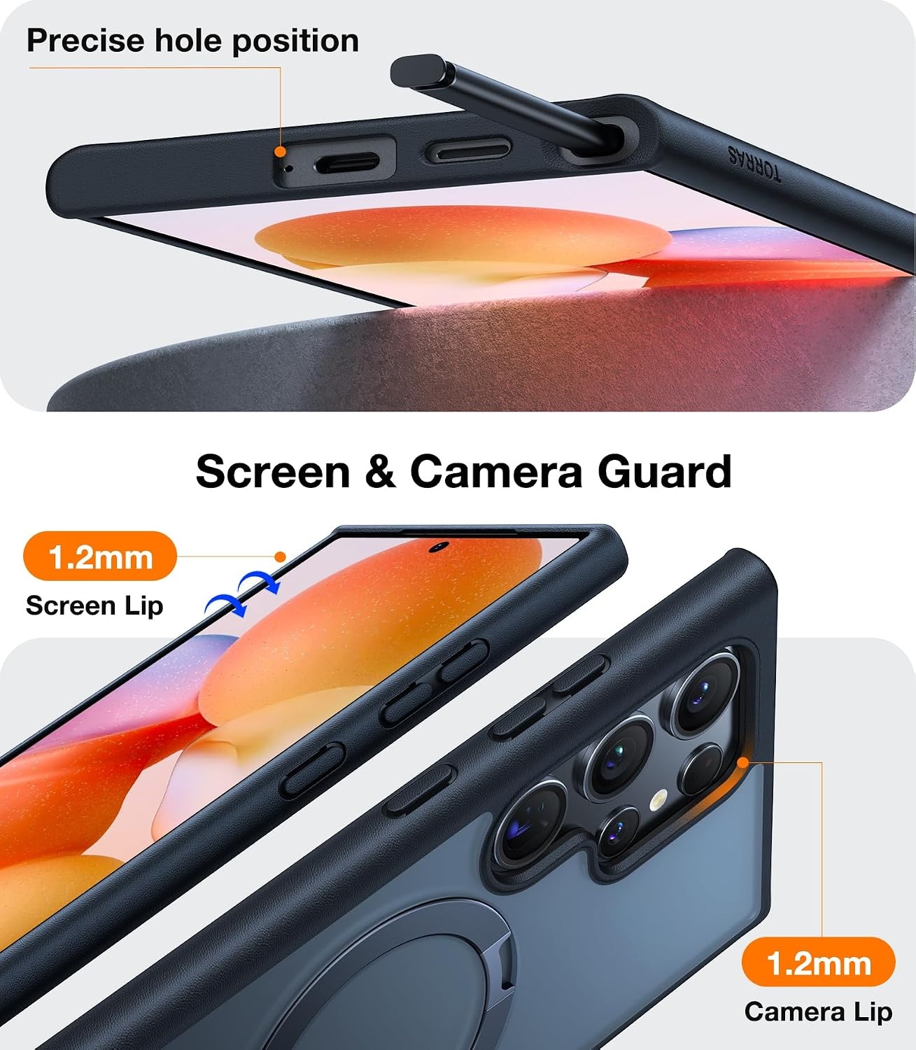 image:imageTORRAS Q3 Spin for Samsung Galaxy S26 Case 360 Magnetic Stand Black Compatible with MagSafe 4X MilitaryGrade Shockproof Builtin Kickstand Slim Phone Case for Samsung Galaxy S26S24 UltraBlack
