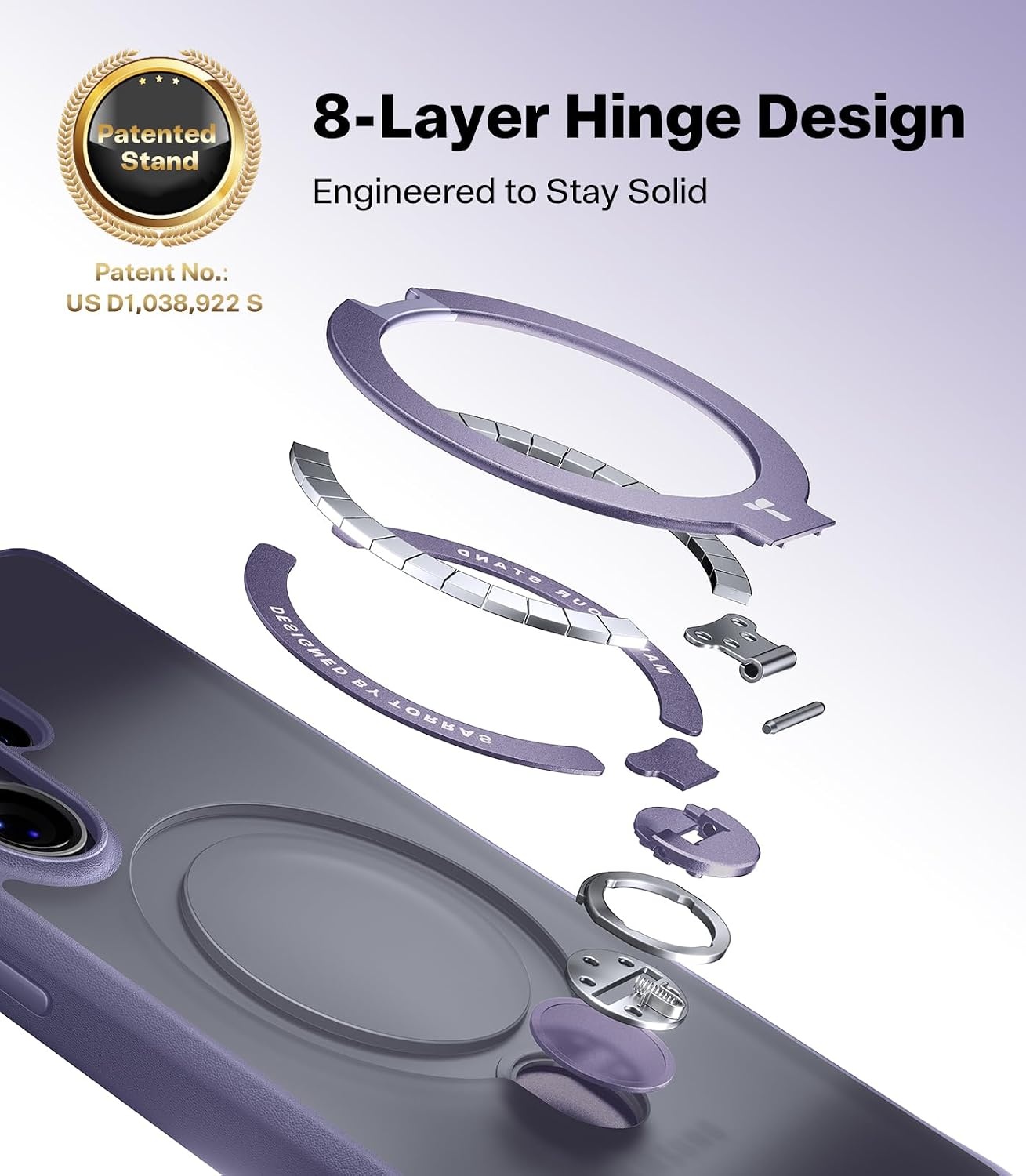 image:imageTORRAS Q3 Spin for Samsung Galaxy S26 Case 360 Magnetic Stand Black Compatible with MagSafe 4X MilitaryGrade Shockproof Builtin Kickstand Slim Phone Case for Samsung Galaxy S26Violet