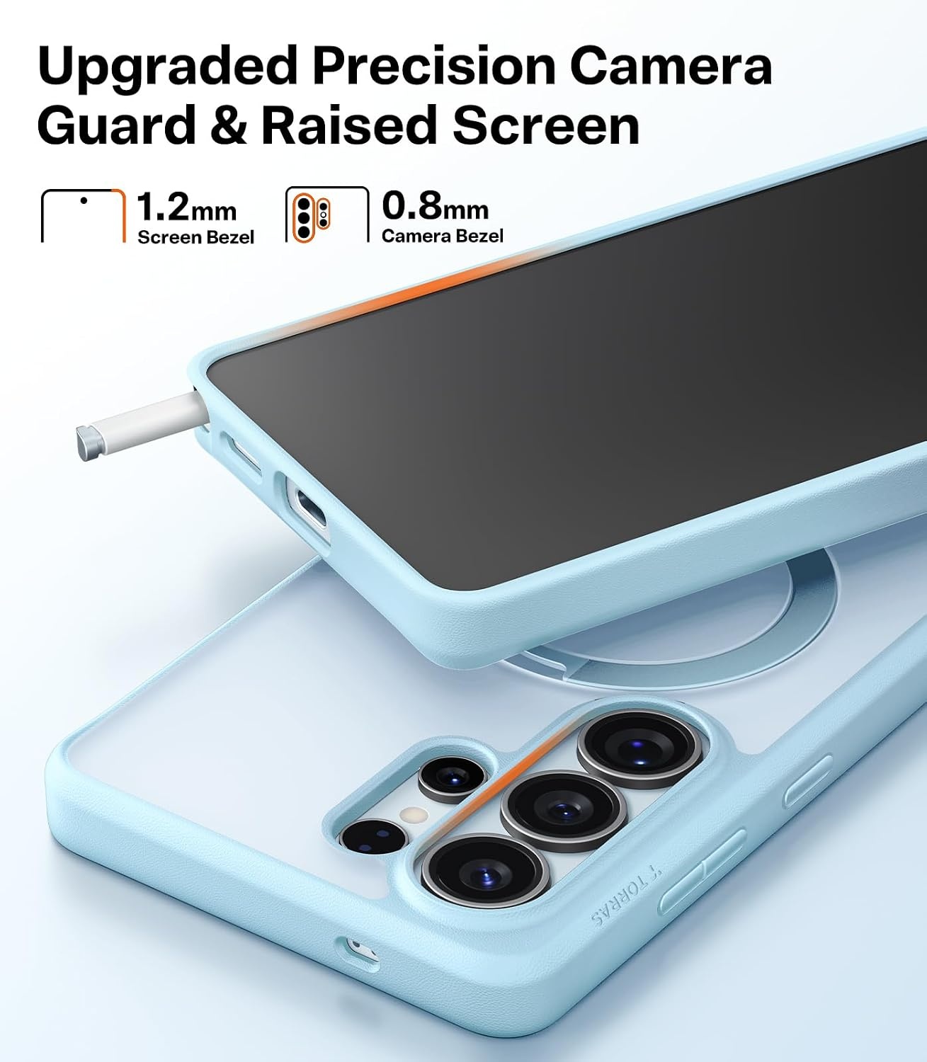 image:imageTORRAS Q3 Spin for Samsung Galaxy S26 Case 360 Magnetic Stand Black Compatible with MagSafe 4X MilitaryGrade Shockproof Builtin Kickstand Slim Phone Case for Samsung Galaxy S26Light Blue