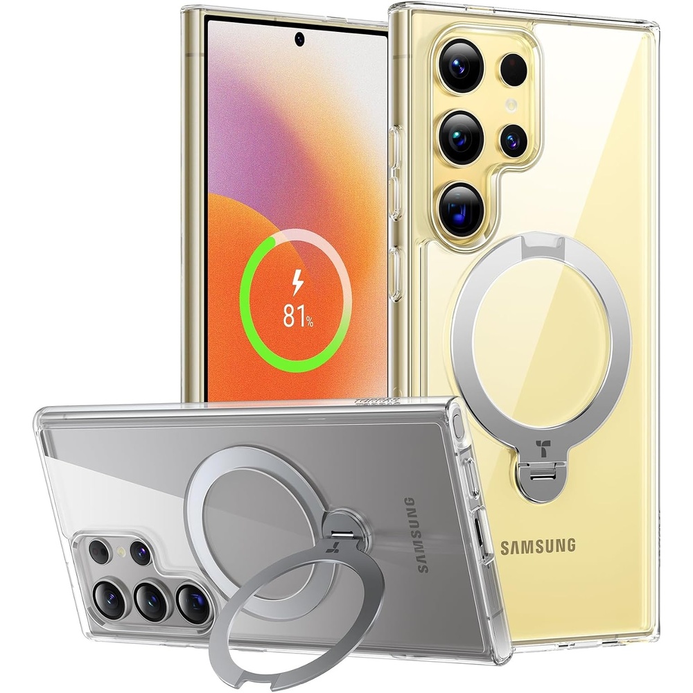 image:imageTORRAS Q3 Spin for Samsung Galaxy S26 Case 360 Magnetic Stand Black  Compatible with MagSafe 4X MilitaryGrade Shockproof Builtin Kickstand Slim Phone Case for Samsung Galaxy S26S24 UltraClear