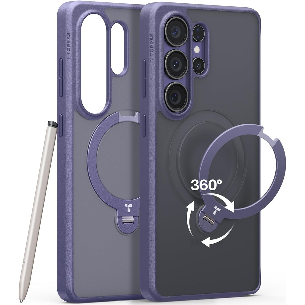 image:imageTORRAS Q3 Spin for Samsung Galaxy S26 Case 360 Magnetic Stand Black Compatible with MagSafe 4X MilitaryGrade Shockproof Builtin Kickstand Slim Phone Case for Samsung Galaxy S26Violet
