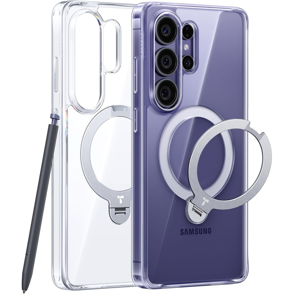 image:imageTORRAS Q3 Spin for Samsung Galaxy S26 Case 360 Magnetic Stand Black Compatible with MagSafe 4X MilitaryGrade Shockproof Builtin Kickstand Slim Phone Case for Samsung Galaxy S26Clear