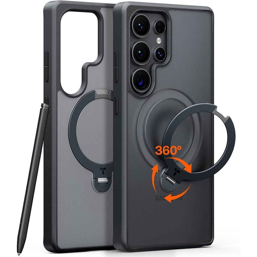 image:imageTORRAS Q3 Spin for Samsung Galaxy S26 Case 360 Magnetic Stand Black  Compatible with MagSafe 4X MilitaryGrade Shockproof Builtin Kickstand Slim Phone Case for Samsung Galaxy S26S25 UltraBlack