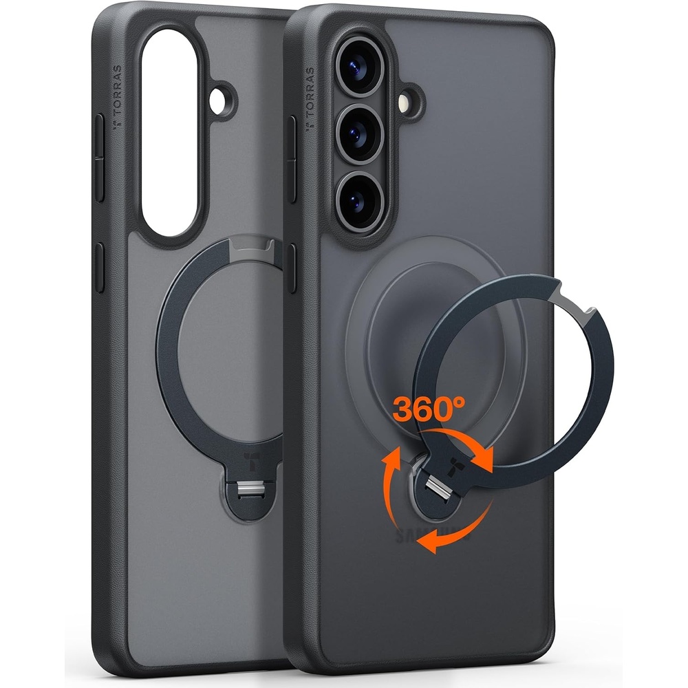image:imageTORRAS Q3 Spin for Samsung Galaxy S26 Case 360 Magnetic Stand Black Compatible with MagSafe 4X MilitaryGrade Shockproof Builtin Kickstand Slim Phone Case for Samsung Galaxy S26Black