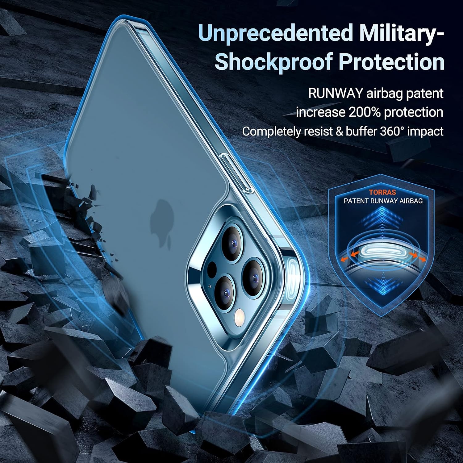 image:imageTORRAS Shockproof for iPhone 15 ProMax Case Gray 12FT Military Grade Drop Tested Translucent Slim Protective Matte Hard Plastic Back Phone Case for iPhone 15 Pro Max Case 67 5G Guardian GreyClear