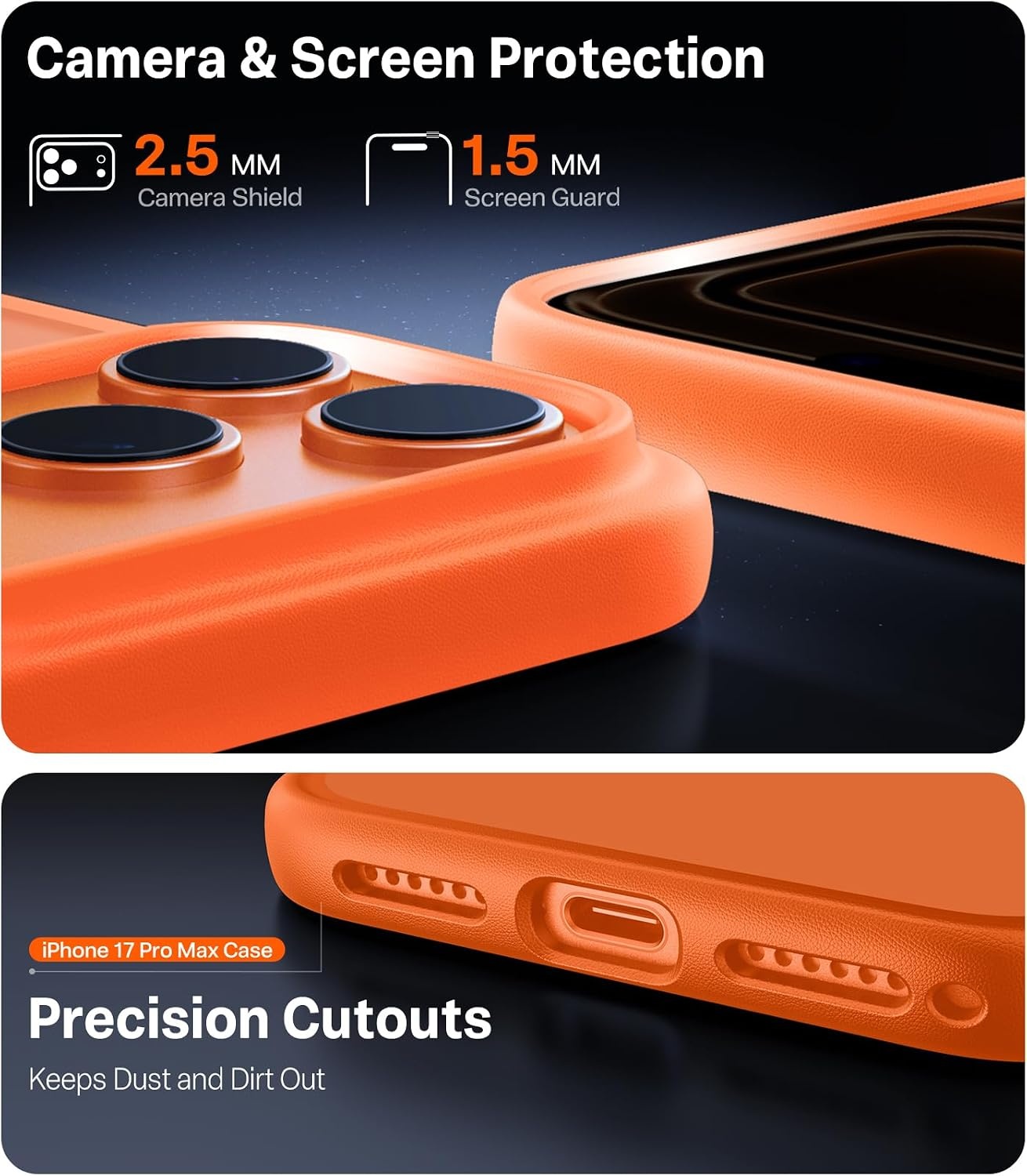 image:imageTORRAS Shockproof for iPhone 15 ProMax Case Gray 12FT Military Grade Drop Tested Translucent Slim Protective Matte Hard Plastic Back Phone Case for iPhone 15 Pro Max Case 67 5G Guardian GreyCosmic Orange
