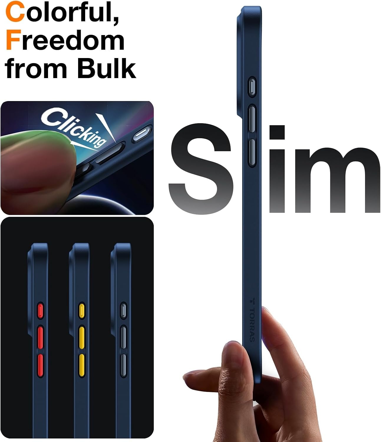 image:imageTORRAS Shockproof for iPhone 15 ProMax Case Gray 12FT Military Grade Drop Tested Translucent Slim Protective Matte Hard Plastic Back Phone Case for iPhone 15 Pro Max Case 67 5G Guardian GreyDeep Blue