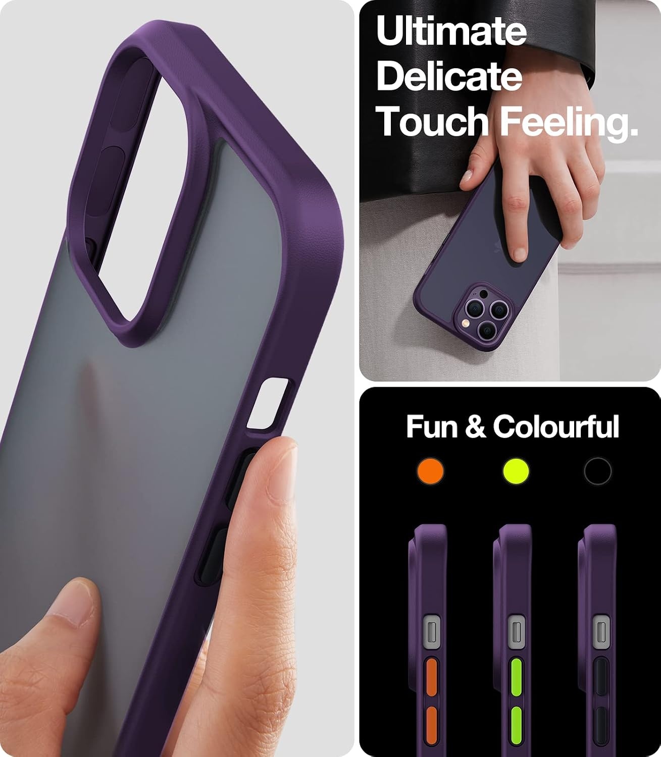 image:imageTORRAS Shockproof for iPhone 15 ProMax Case Gray 12FT Military Grade Drop Tested Translucent Slim Protective Matte Hard Plastic Back Phone Case for iPhone 15 Pro Max Case 67 5G Guardian GreyPurple