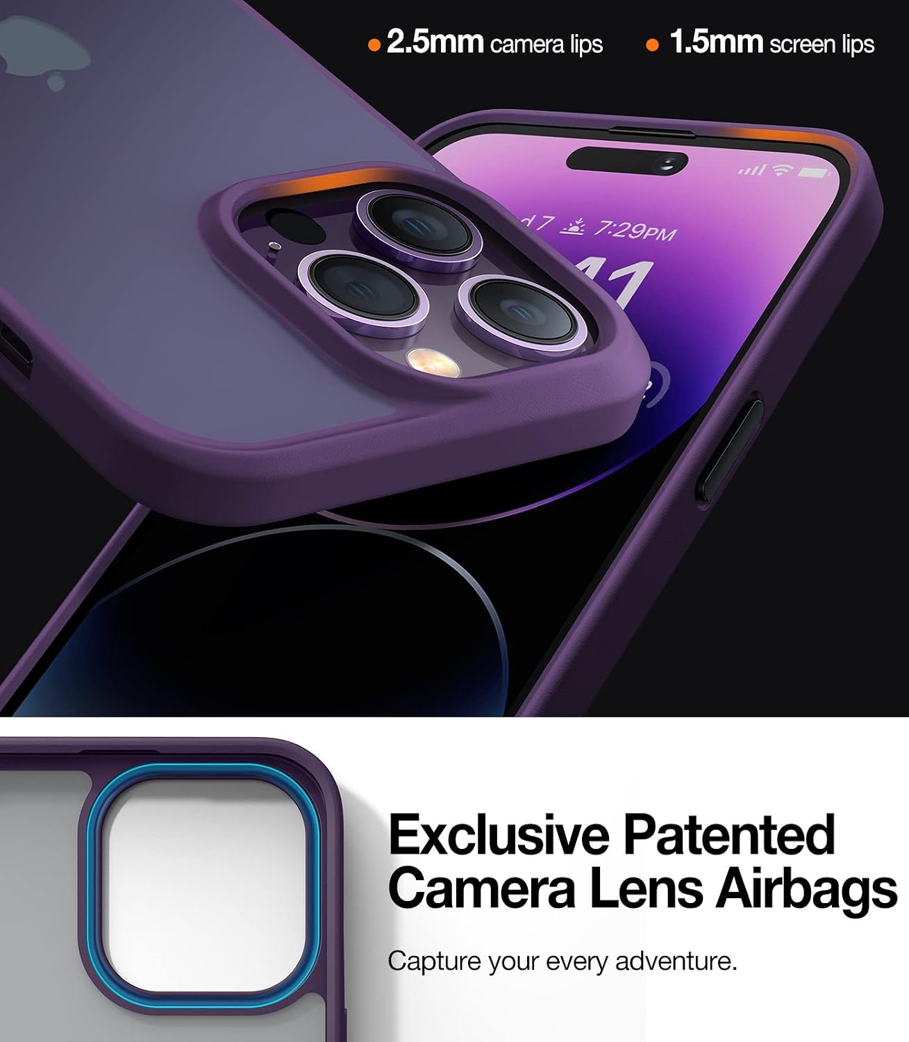 image:imageTORRAS Shockproof for iPhone 15 ProMax Case Gray 12FT Military Grade Drop Tested Translucent Slim Protective Matte Hard Plastic Back Phone Case for iPhone 15 Pro Max Case 67 5G Guardian GreyPurple