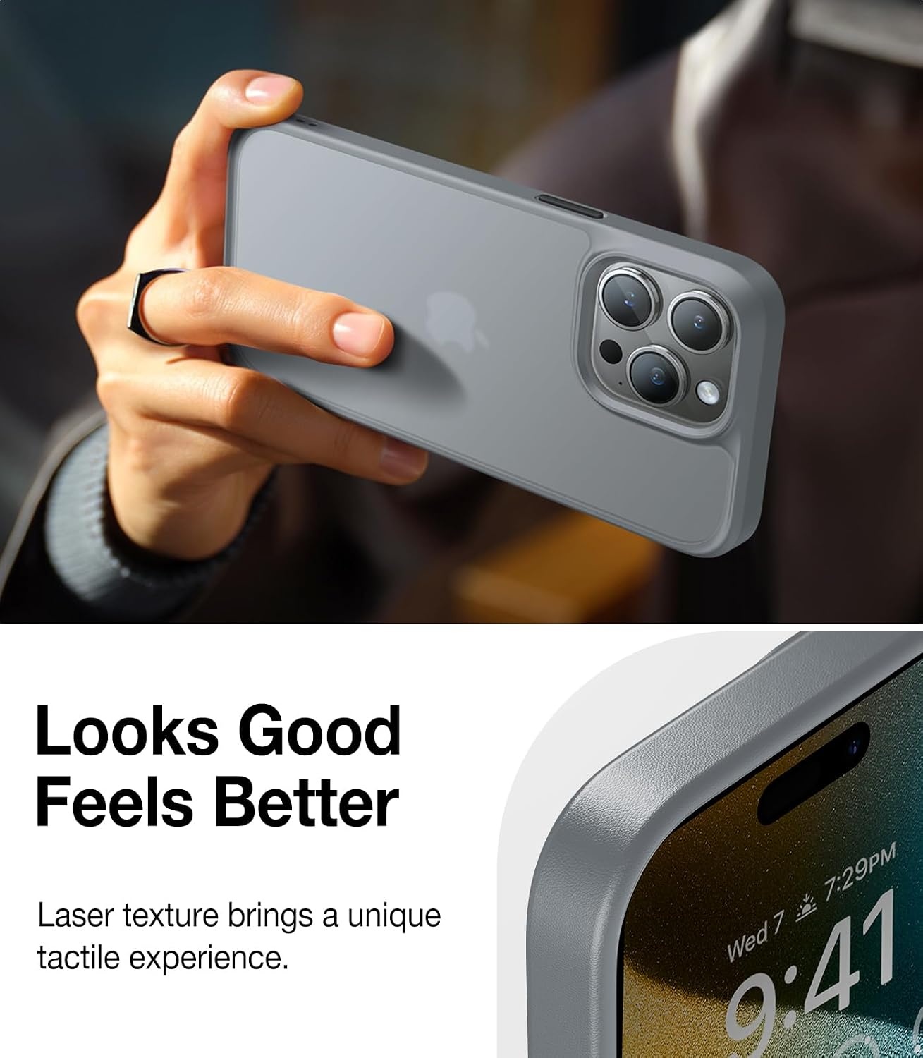image:imageTORRAS Shockproof for iPhone 15 ProMax Case Gray 12FT Military Grade Drop Tested Translucent Slim Protective Matte Hard Plastic Back Phone Case for iPhone 15 Pro Max Case 67 5G Guardian GreyGray Titanium