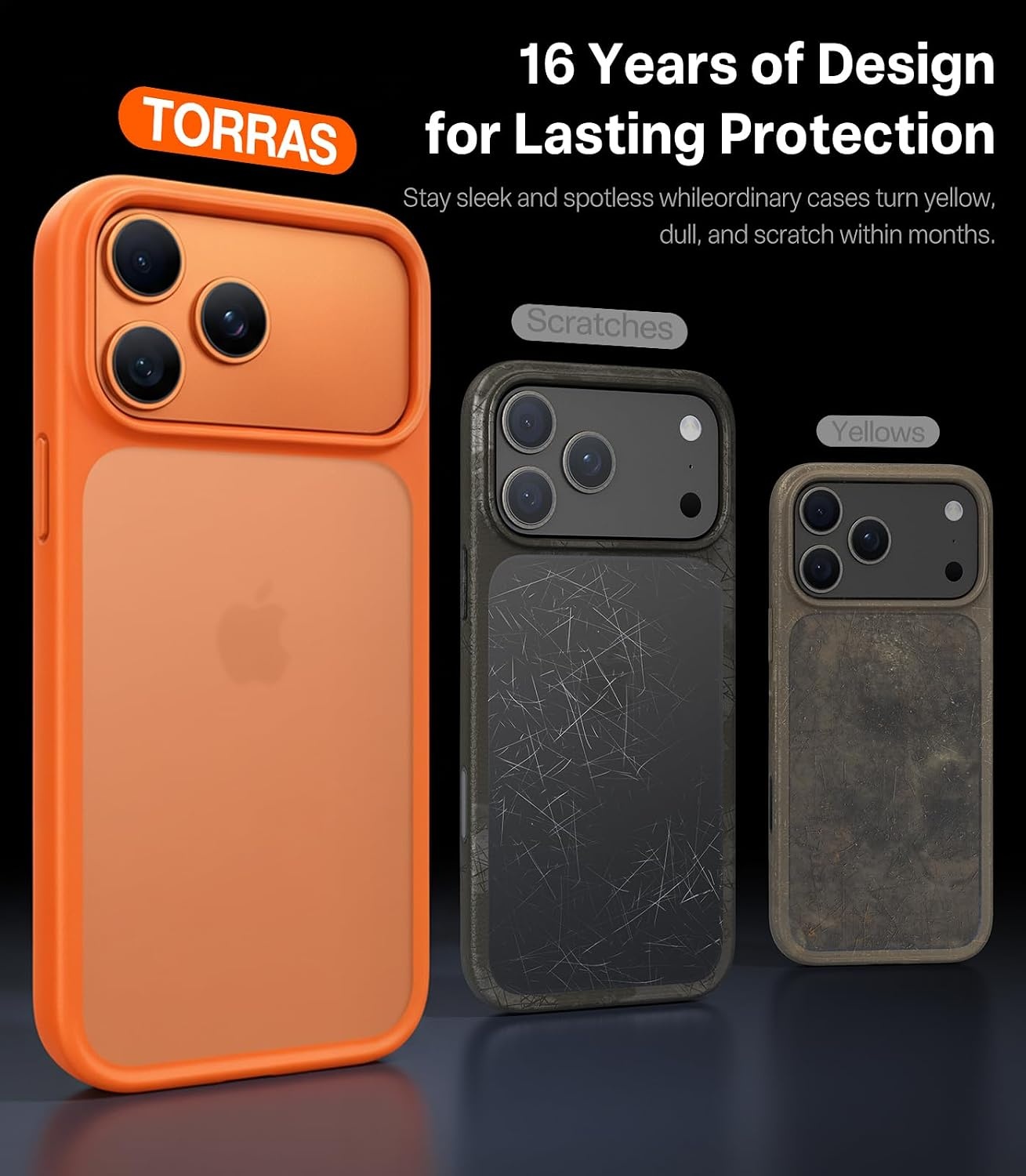 image:imageTORRAS Shockproof for iPhone 15 ProMax Case Gray 12FT Military Grade Drop Tested Translucent Slim Protective Matte Hard Plastic Back Phone Case for iPhone 15 Pro Max Case 67 5G Guardian GreyCosmic Orange