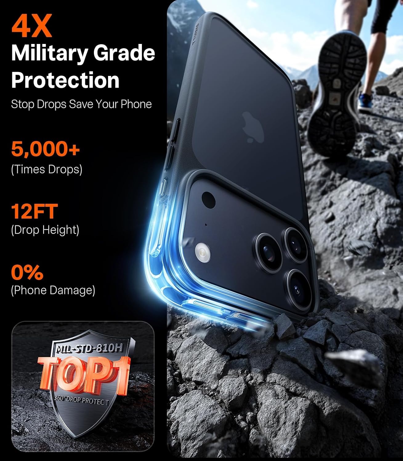 image:imageTORRAS Shockproof for iPhone 15 ProMax Case Gray 12FT Military Grade Drop Tested Translucent Slim Protective Matte Hard Plastic Back Phone Case for iPhone 15 Pro Max Case 67 5G Guardian GreyBlack