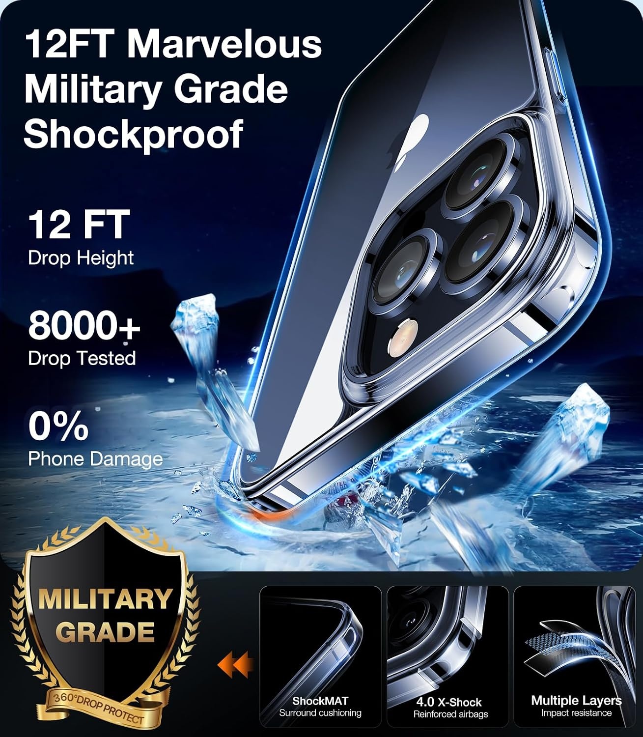 image:imageTORRAS Shockproof for iPhone 15 ProMax Case Gray 12FT Military Grade Drop Tested Translucent Slim Protective Matte Hard Plastic Back Phone Case for iPhone 15 Pro Max Case 67 5G Guardian GreyClear
