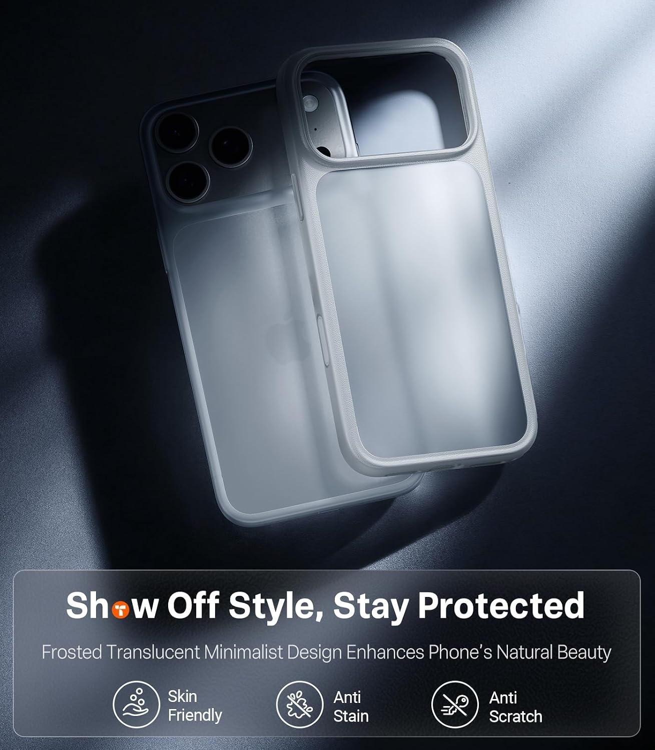 image:imageTORRAS Shockproof for iPhone 15 ProMax Case Gray 12FT Military Grade Drop Tested Translucent Slim Protective Matte Hard Plastic Back Phone Case for iPhone 15 Pro Max Case 67 5G Guardian GreyGrey