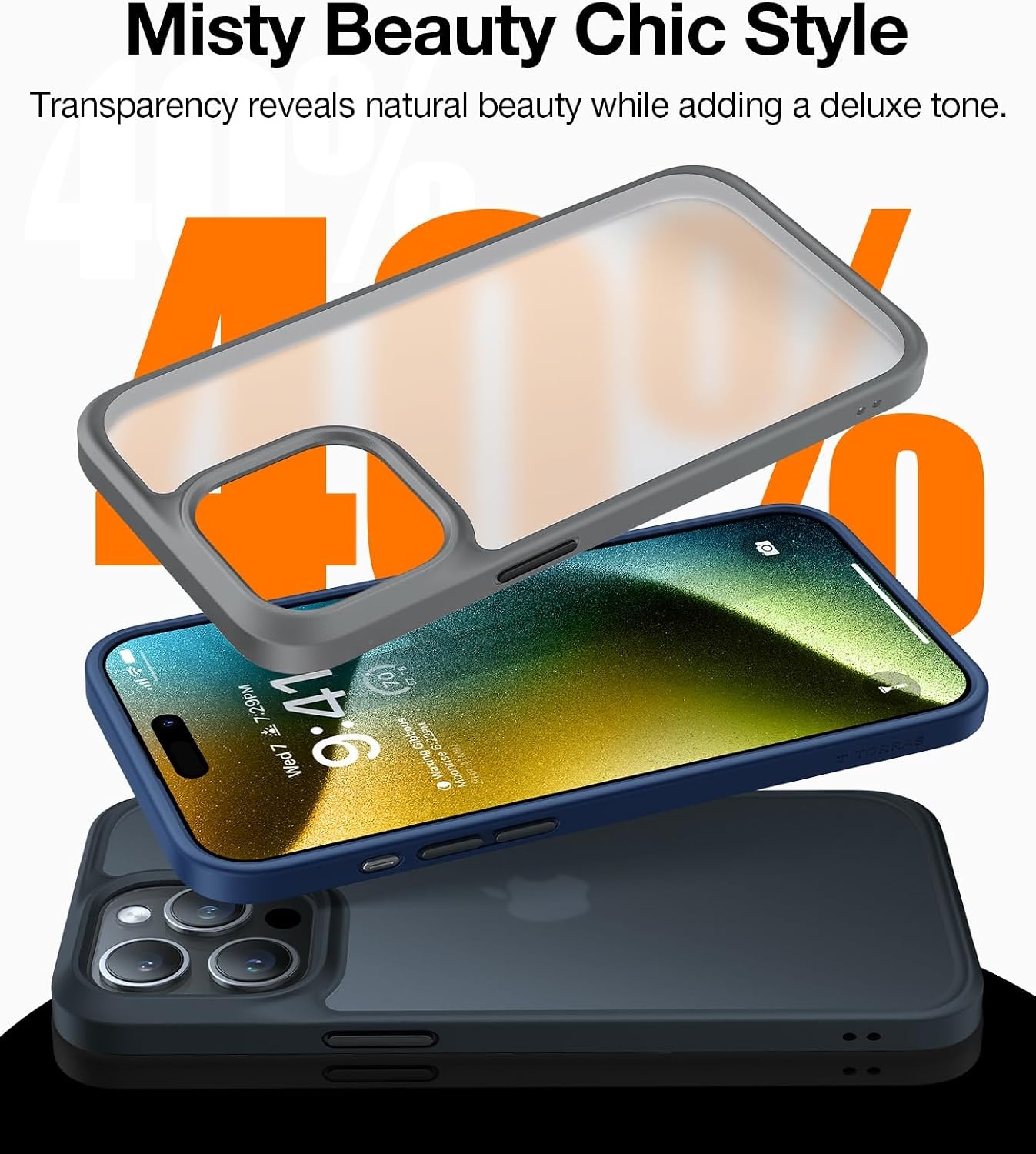 image:imageTORRAS Shockproof for iPhone 15 ProMax Case Gray 12FT Military Grade Drop Tested Translucent Slim Protective Matte Hard Plastic Back Phone Case for iPhone 15 Pro Max Case 67 5G Guardian GreyGray Titanium