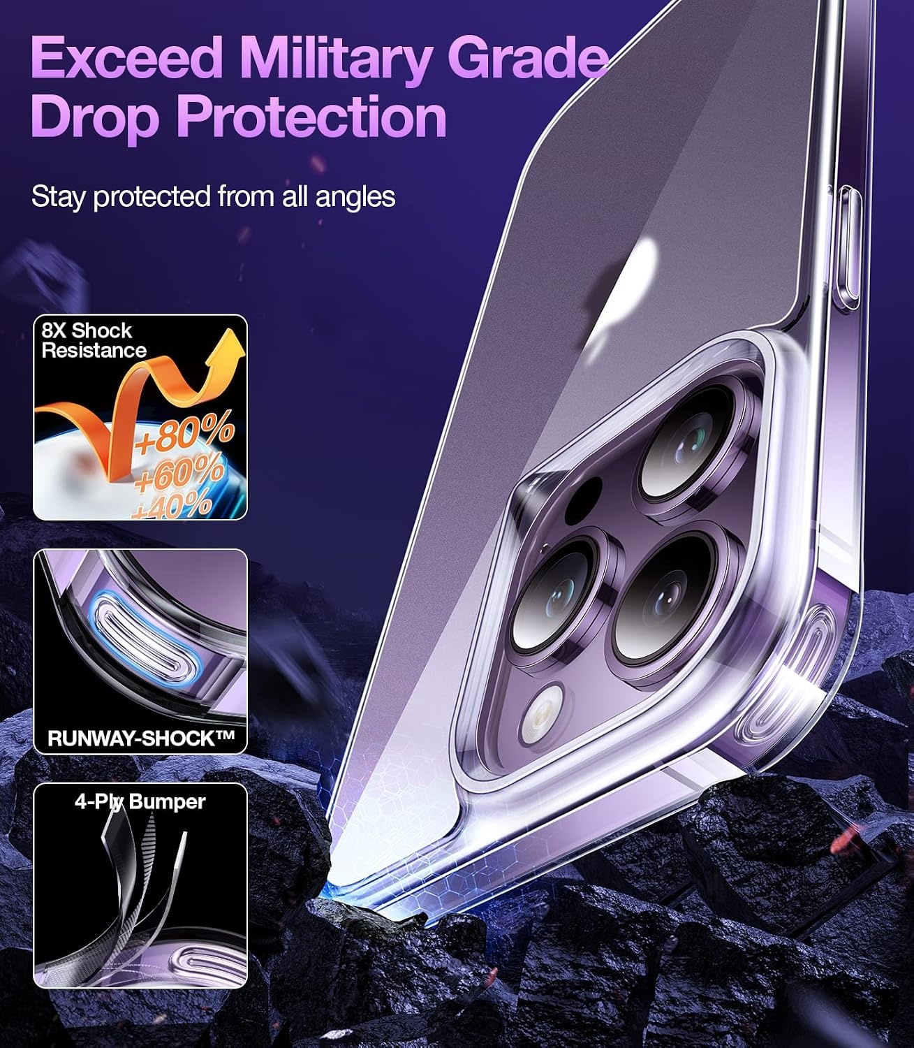 image:imageTORRAS Shockproof for iPhone 15 ProMax Case Gray 12FT Military Grade Drop Tested Translucent Slim Protective Matte Hard Plastic Back Phone Case for iPhone 15 Pro Max Case 67 5G Guardian GreyClear