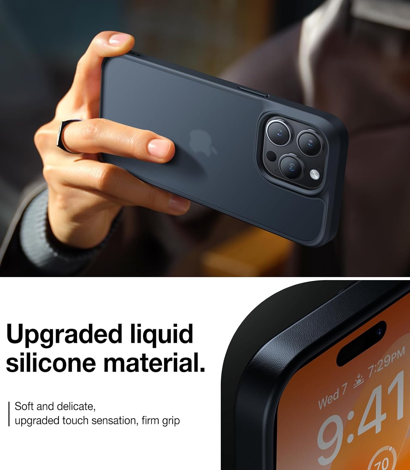 image:imageTORRAS Shockproof for iPhone 15 ProMax Case Gray 12FT Military Grade Drop Tested Translucent Slim Protective Matte Hard Plastic Back Phone Case for iPhone 15 Pro Max Case 67 5G Guardian GreyBlack