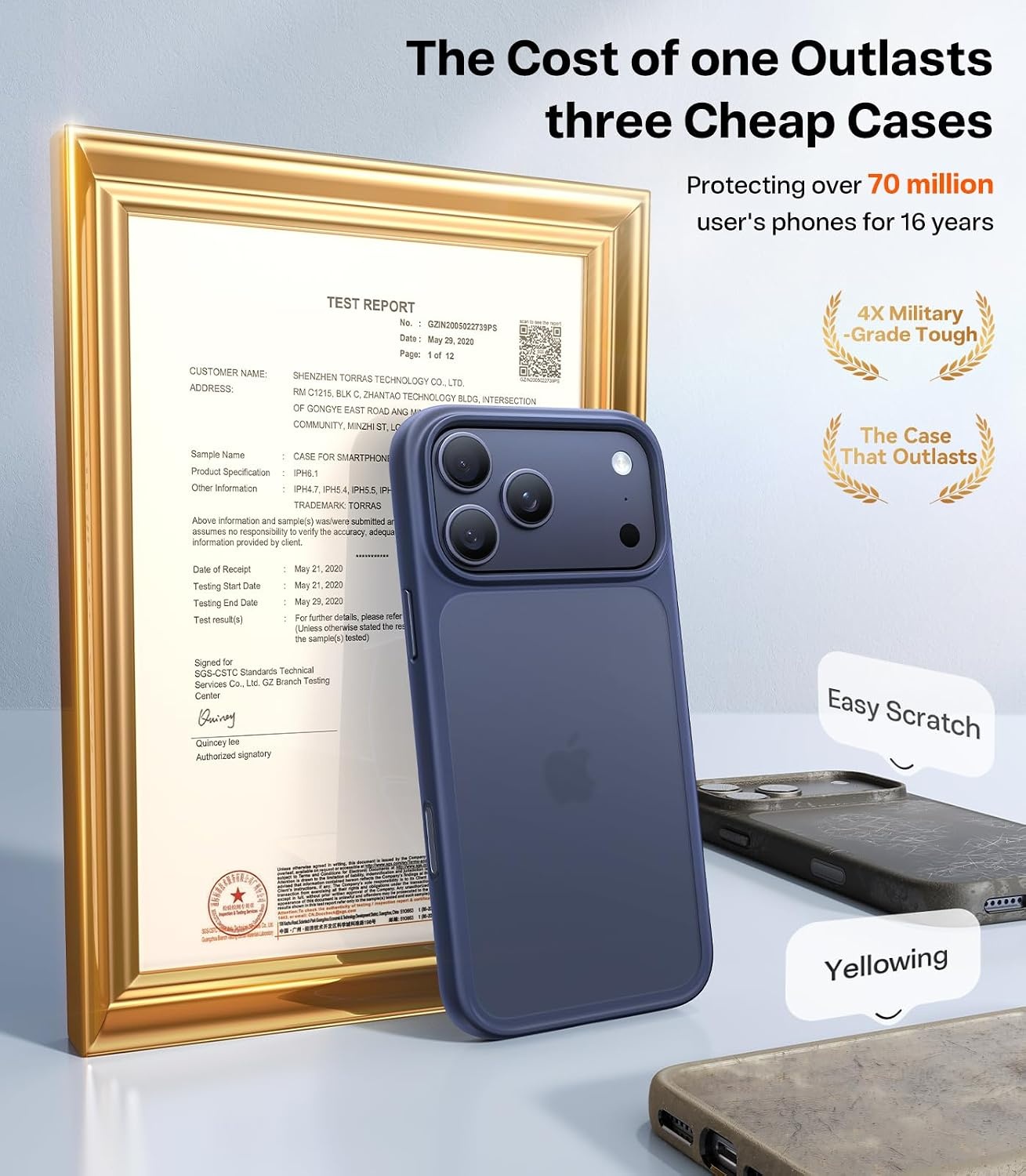 image:imageTORRAS Shockproof for iPhone 15 ProMax Case Gray 12FT Military Grade Drop Tested Translucent Slim Protective Matte Hard Plastic Back Phone Case for iPhone 15 Pro Max Case 67 5G Guardian GreyDeep Blue