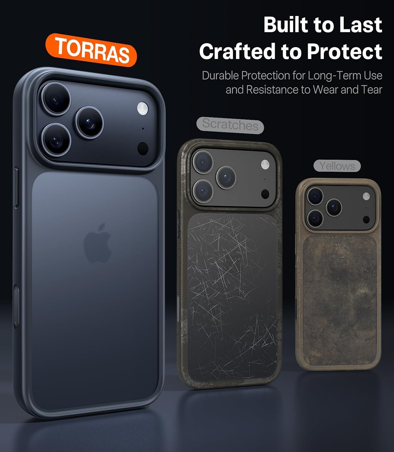 image:imageTORRAS Shockproof for iPhone 15 ProMax Case Gray 12FT Military Grade Drop Tested Translucent Slim Protective Matte Hard Plastic Back Phone Case for iPhone 15 Pro Max Case 67 5G Guardian GreyBlack