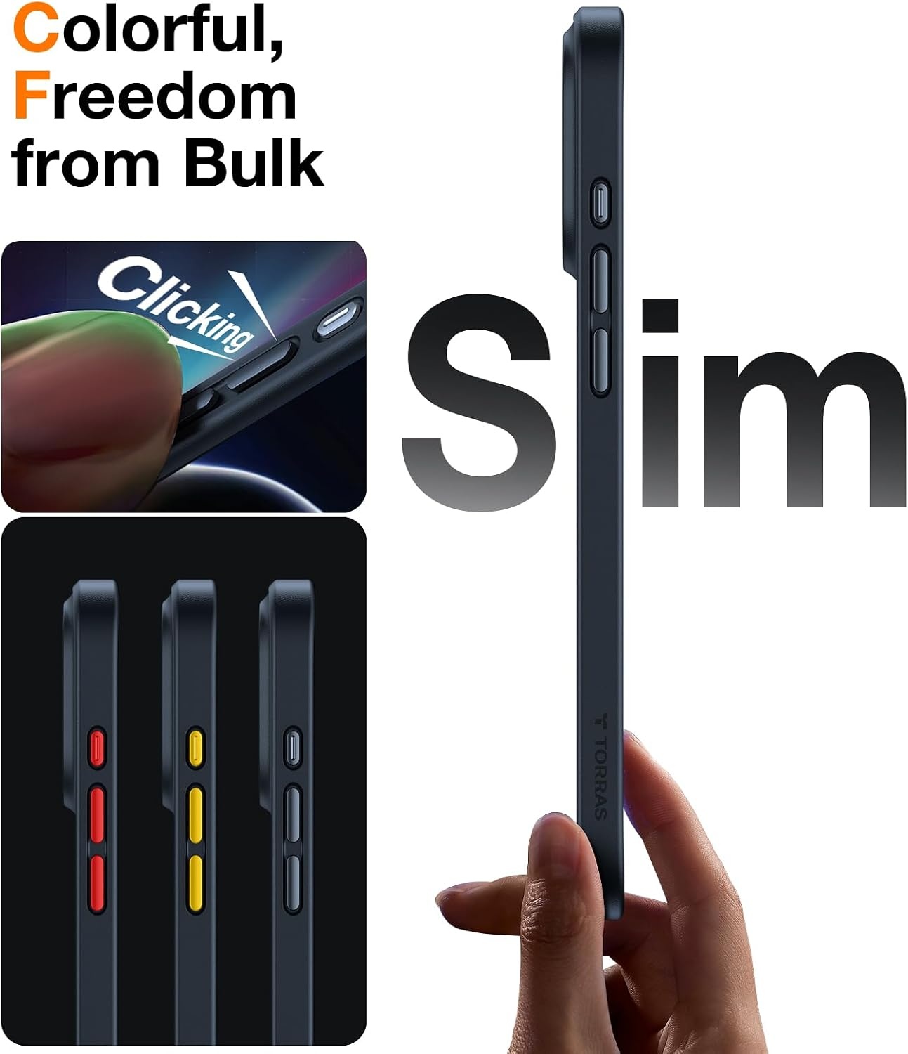 image:imageTORRAS Shockproof for iPhone 15 ProMax Case Gray 12FT Military Grade Drop Tested Translucent Slim Protective Matte Hard Plastic Back Phone Case for iPhone 15 Pro Max Case 67 5G Guardian GreyBlack