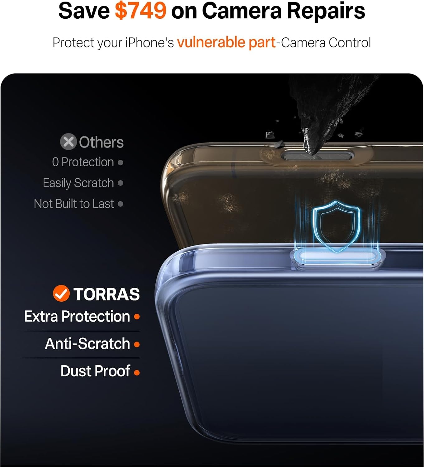 image:imageTORRAS Shockproof for iPhone 15 ProMax Case Gray 12FT Military Grade Drop Tested Translucent Slim Protective Matte Hard Plastic Back Phone Case for iPhone 15 Pro Max Case 67 5G Guardian GreyClear
