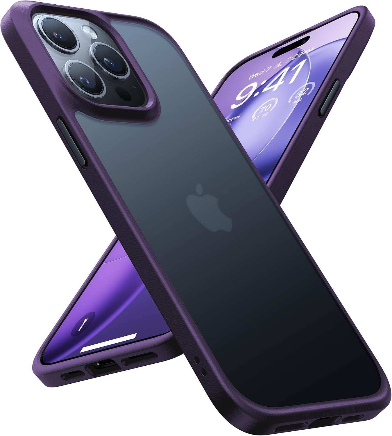 image:imageTORRAS Shockproof for iPhone 15 ProMax Case Gray 12FT Military Grade Drop Tested Translucent Slim Protective Matte Hard Plastic Back Phone Case for iPhone 15 Pro Max Case 67 5G Guardian GreyPurple