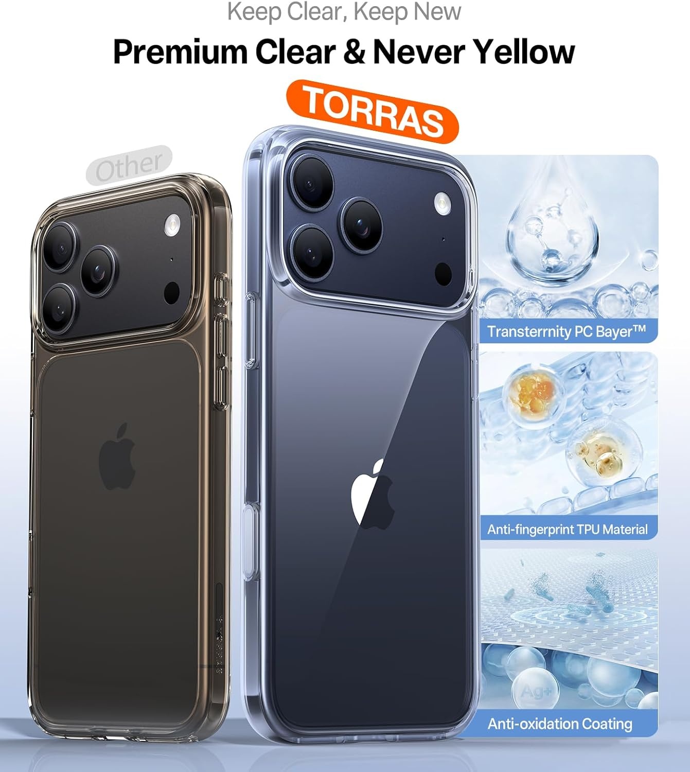 image:imageTORRAS Shockproof for iPhone 15 ProMax Case Gray 12FT Military Grade Drop Tested Translucent Slim Protective Matte Hard Plastic Back Phone Case for iPhone 15 Pro Max Case 67 5G Guardian GreyClear