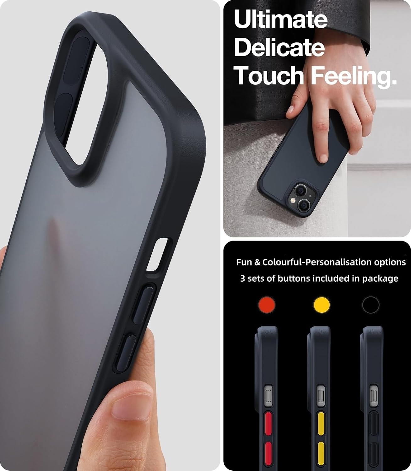 image:imageTORRAS Shockproof for iPhone 15 ProMax Case Gray 12FT Military Grade Drop Tested Translucent Slim Protective Matte Hard Plastic Back Phone Case for iPhone 15 Pro Max Case 67 5G Guardian GreyBlack