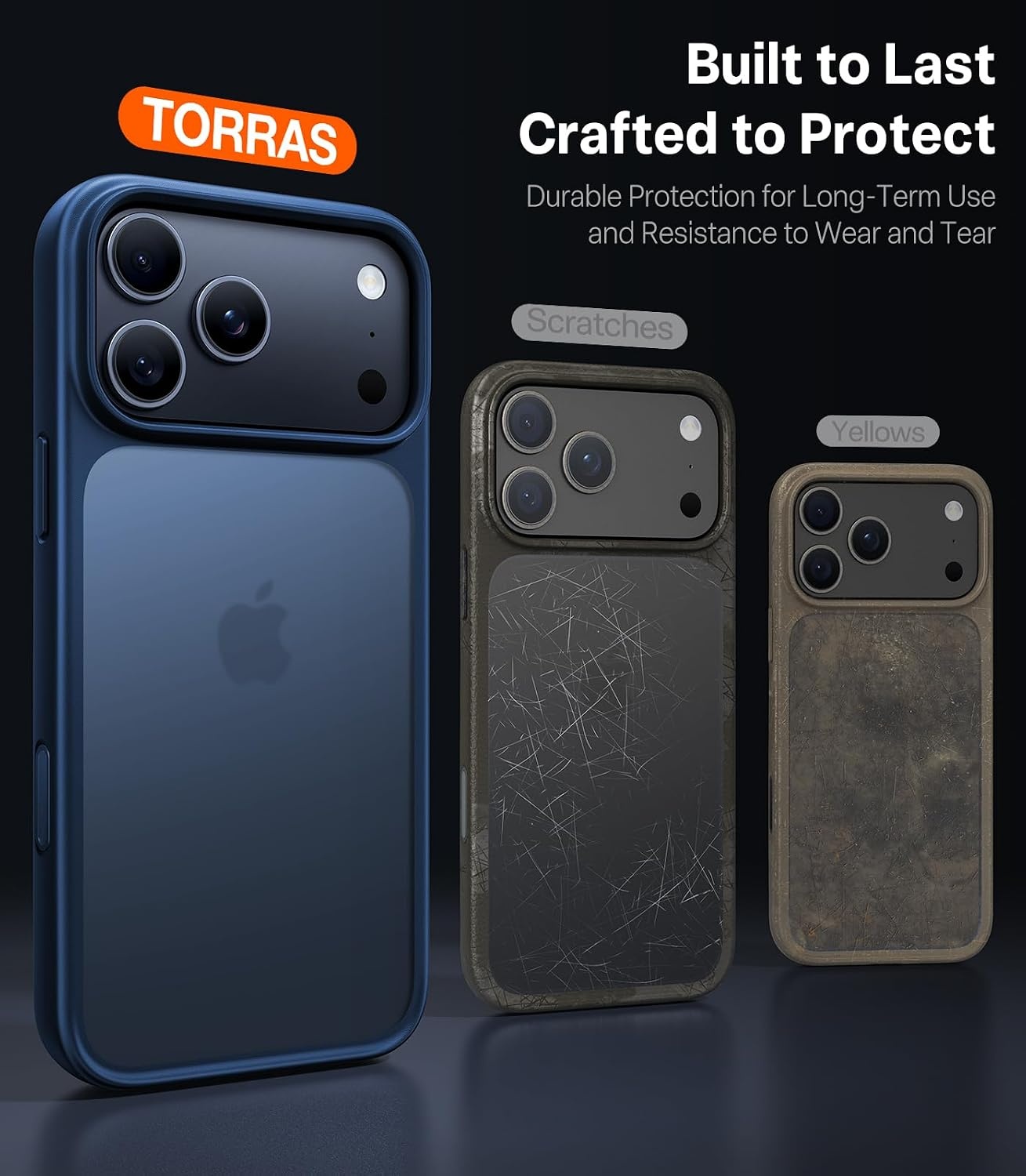 image:imageTORRAS Shockproof for iPhone 15 ProMax Case Gray 12FT Military Grade Drop Tested Translucent Slim Protective Matte Hard Plastic Back Phone Case for iPhone 15 Pro Max Case 67 5G Guardian GreyDeep Blue