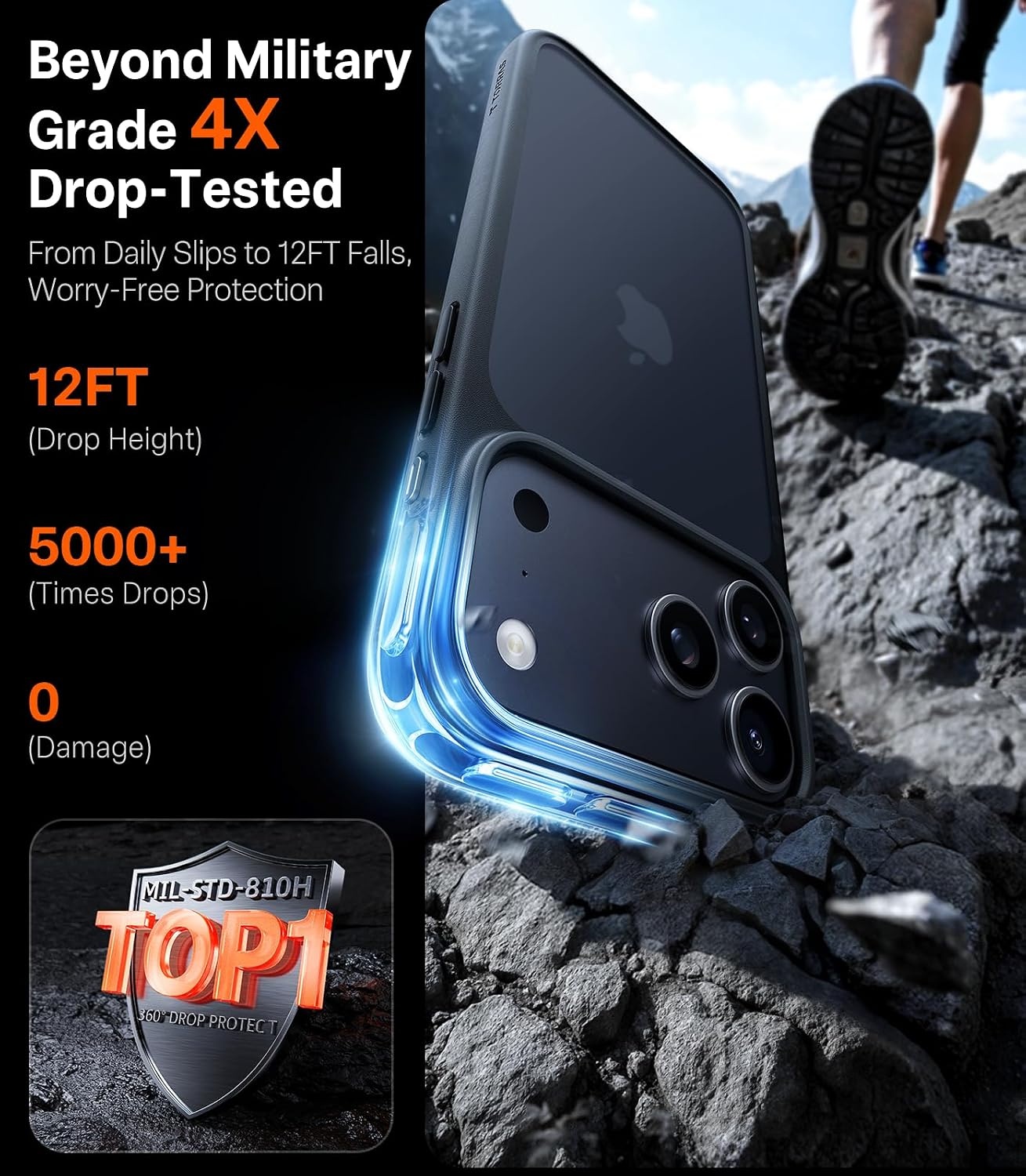 image:imageTORRAS Shockproof for iPhone 15 ProMax Case Gray 12FT Military Grade Drop Tested Translucent Slim Protective Matte Hard Plastic Back Phone Case for iPhone 15 Pro Max Case 67 5G Guardian GreyDeep Blue