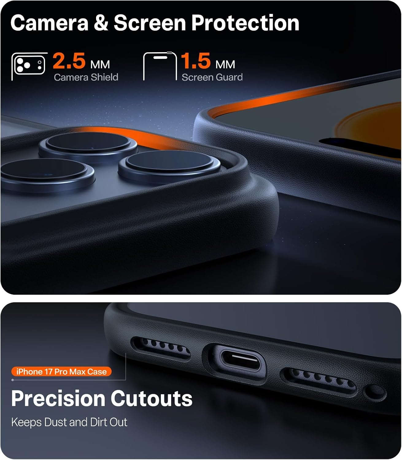 image:imageTORRAS Shockproof for iPhone 15 ProMax Case Gray 12FT Military Grade Drop Tested Translucent Slim Protective Matte Hard Plastic Back Phone Case for iPhone 15 Pro Max Case 67 5G Guardian GreyBlack