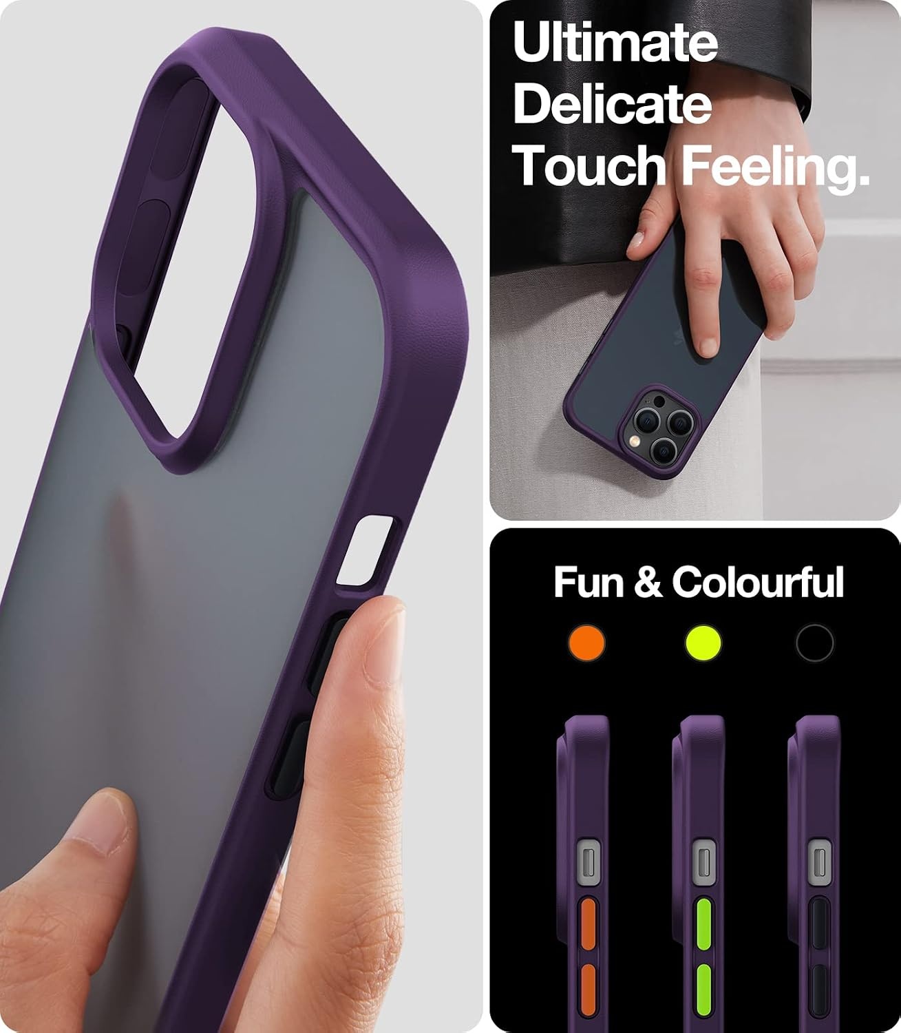 image:imageTORRAS Shockproof for iPhone 15 ProMax Case Gray 12FT Military Grade Drop Tested Translucent Slim Protective Matte Hard Plastic Back Phone Case for iPhone 15 Pro Max Case 67 5G Guardian GreyPurple