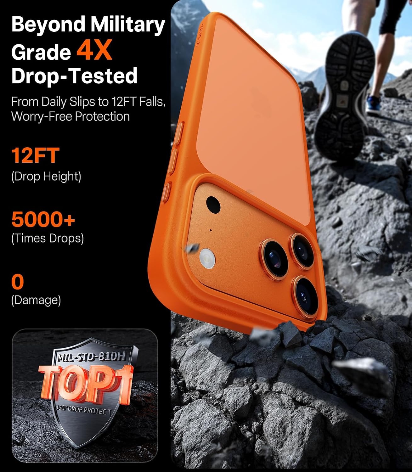image:imageTORRAS Shockproof for iPhone 15 ProMax Case Gray 12FT Military Grade Drop Tested Translucent Slim Protective Matte Hard Plastic Back Phone Case for iPhone 15 Pro Max Case 67 5G Guardian GreyCosmic Orange