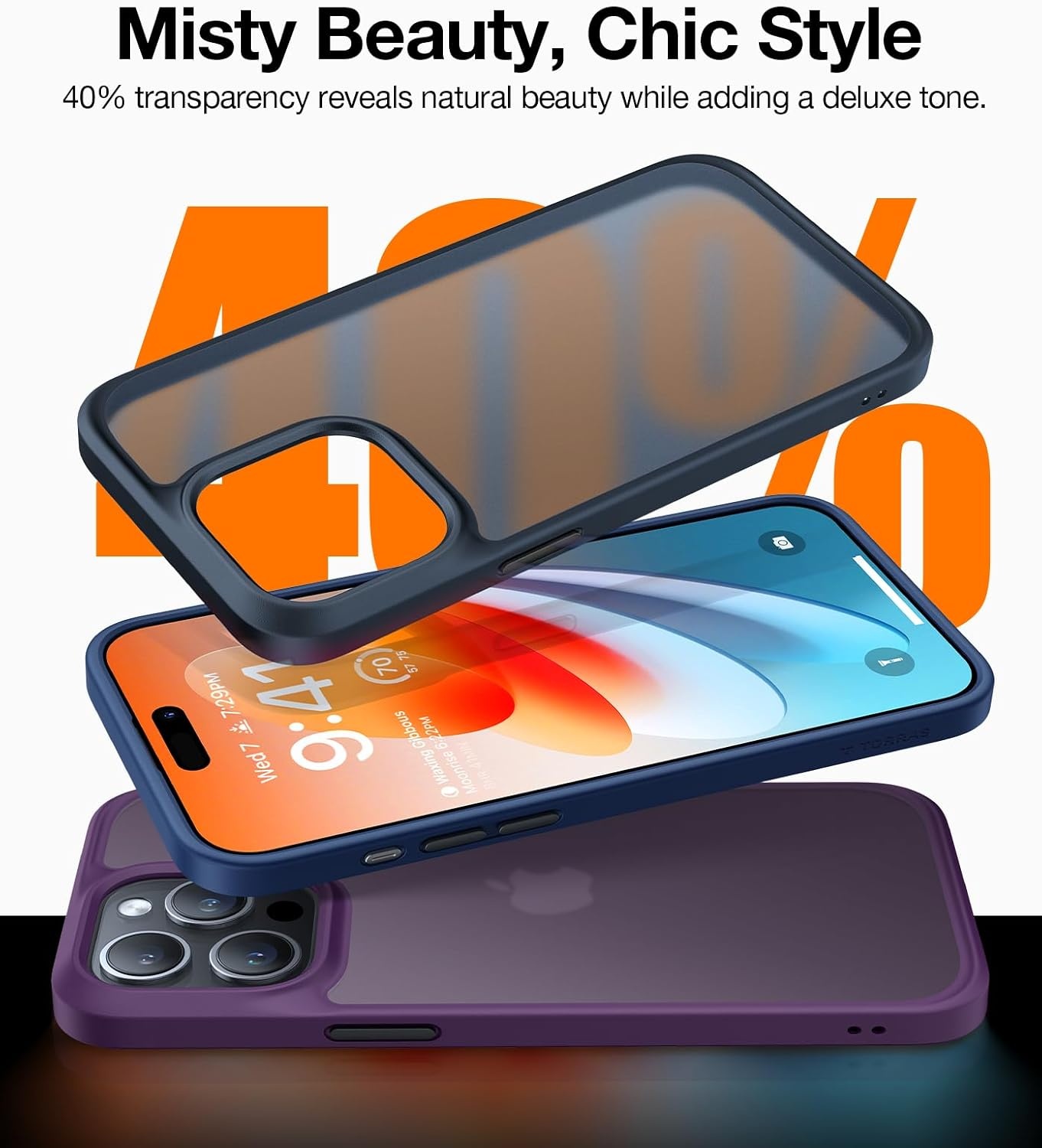 image:imageTORRAS Shockproof for iPhone 15 ProMax Case Gray 12FT Military Grade Drop Tested Translucent Slim Protective Matte Hard Plastic Back Phone Case for iPhone 15 Pro Max Case 67 5G Guardian GreyBlack