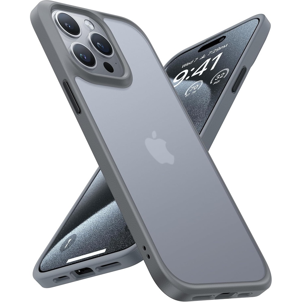 image:imageTORRAS Shockproof for iPhone 15 ProMax Case Gray 12FT Military Grade Drop Tested Translucent Slim Protective Matte Hard Plastic Back Phone Case for iPhone 15 Pro Max Case 67 5G Guardian GreyGray Titanium