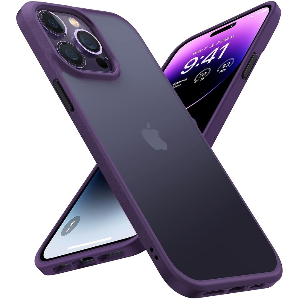image:imageTORRAS Shockproof for iPhone 15 ProMax Case Gray 12FT Military Grade Drop Tested Translucent Slim Protective Matte Hard Plastic Back Phone Case for iPhone 15 Pro Max Case 67 5G Guardian GreyPurple